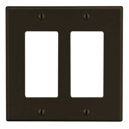 Rocker Wall Plate, Number of Gangs: 2 Plastic, Satin Finish, Brown