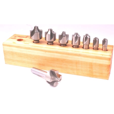 8 Piece 1/16 to 3/8 in HSS Corner Rounding End Mill Set