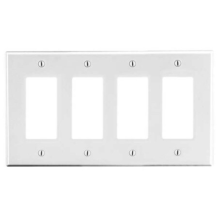 Rocker Wall Plate, Number of Gangs: 4 Plastic, Satin Finish, White