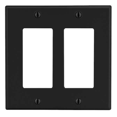Rocker Wall Plate, Number of Gangs: 2 Plastic, Satin Finish, Black