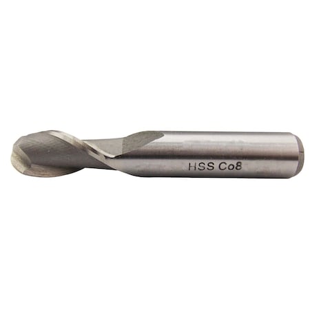 1/8 X 3/8" 2 Flute M42 Cobalt Single End Ball End Mill