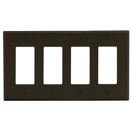 Rocker Wall Plate, Number of Gangs: 4 Plastic, Satin Finish, Brown
