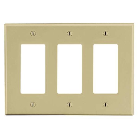 Rocker Wall Plate, Number of Gangs: 3 Plastic, Satin Finish, Ivory