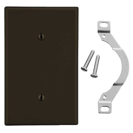Blank Strap Mount Wall Plate, Number of Gangs: 1 Plastic, Satin Finish, Brown