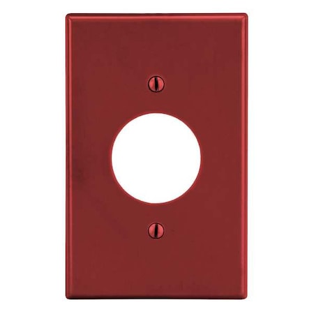 Single Receptacle Wall Plate, Number of Gangs: 1 Plastic, Satin Finish, Red