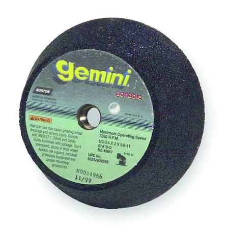 Gemini Flaring Cup Wheel,5 In Diax2 In T,AO,16G