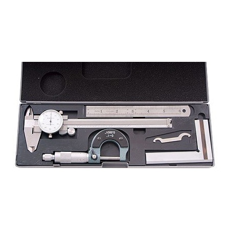 4 Piece Machinist's / Student's Kit With 6" Dial Caliper