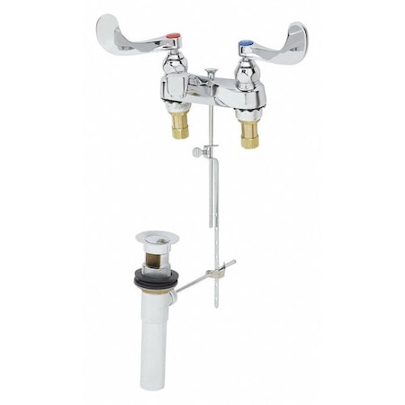 Bathroom Faucet Standard Spout, Chrome, 2 Holes, Blade Handle