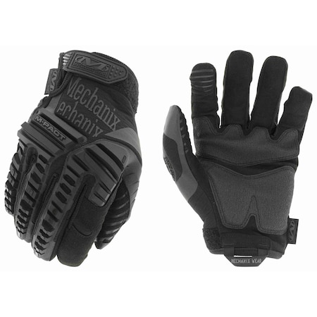 Tactical Gloves, Synthetic Leather Palm, 8 in Length, Hook-and-Loop Cuff, Full Finger, Black, Size M