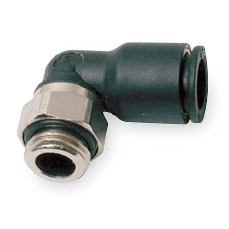Push-Fit Elbow Fitting, 4mm Tube Size, Fiberglass-Reinforced Nylon, Black, 10 PK