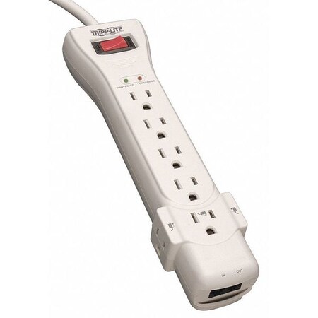 Power Strip, Surge, 7 5-15R, 5-15P, 15 ft., Light Gray