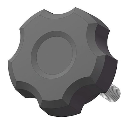 Fluted Knob with Screw, 10-24 Thread Size, 1.00"L, Steel