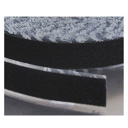 Reclosable Fastener, Acrylic Adhesive, 75 ft, 3/4 in W, Black