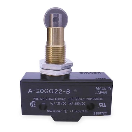 Snap Action Switch, Panel Mount, Plunger, Roller Actuator, SPDT, 20 A at 480 V AC Contact Rating