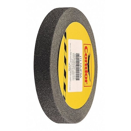 Anti-Slip Tape, Very Coarse, 46 Grit Size, Solid, Black, 1 in x 60 ft, 41 mil Thickness, Rubber