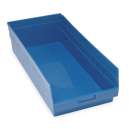 Shelf Storage Bin, Polypropylene, Blue, 6 in H, 11 1/8 in W, 23 5/8 in L