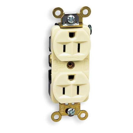 Straight Blade Receptacle, 5-15R, 15 A, 125V AC, 2 Pole, 3 Wire, Flush Mount, Grounded