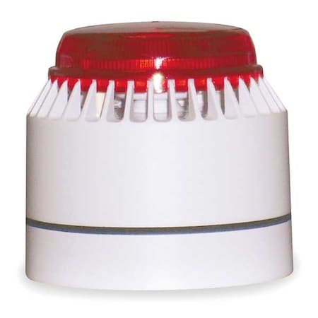 Horn Strobe, Siren, Continuous, 18 to 28V DC, 82 to 100dB at 10 ft, ABS, Plastic, White/Red
