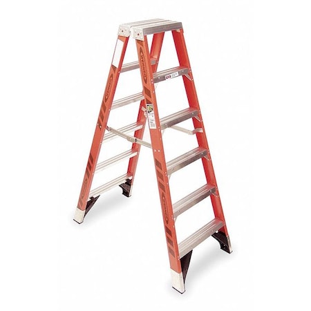 6 ft Fiberglass Twin Stepladder, 375 lb Capacity