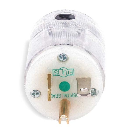 Straight Blade Plug, 5-20P, 20 A, 125V, 2 Pole, Screw Terminals, Grounded