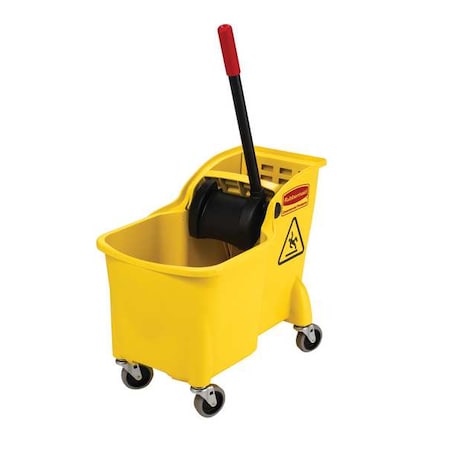 Mop Bucket and Wringer with Reverse Press, 7 3/4 gal gal Capacity, Yellow