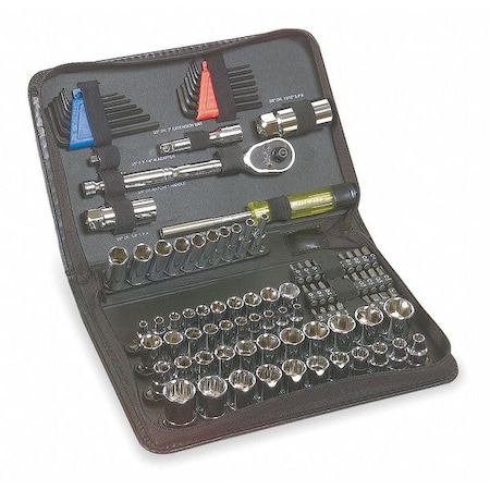 Socket Wrench Set,1/4", 3/8" Dr,102 pc