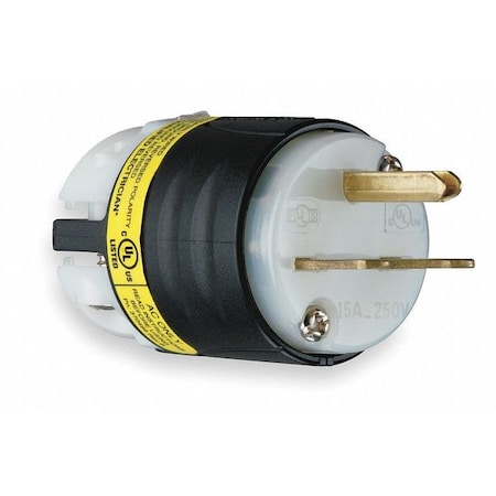 Straight Blade Plug, 6-15P, 15 A, 250V AC, 2 Pole, Screw Terminals, Grounded