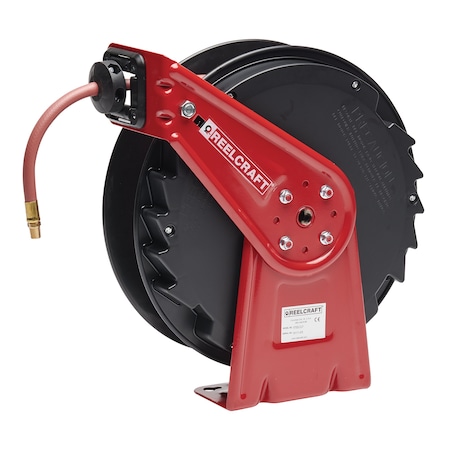 Spring Return Hose Reel, 3/8 in Hose Diameter, 50 ft Length, 300 psi Max. Pressure, Brass