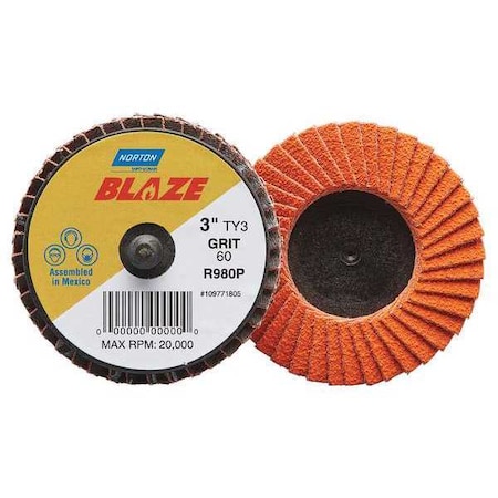 Flap Disc,MD,Grit 80,TY 3,3in,Blaze