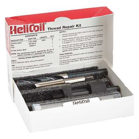 Free-Running Helical Insert Repair Kit, Helical Inserts, 9/16"-18, Plain 18-8 Stainless Steel