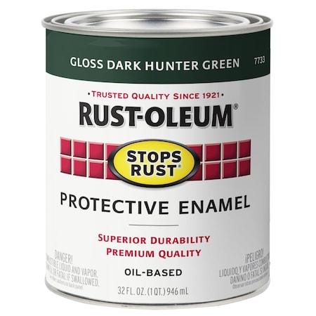 Interior/Exterior Paint, Gloss, Oil Base, Dark Hunter Green, 1 qt