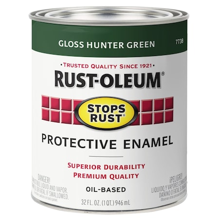Interior/Exterior Paint, Gloss, Oil Base, Hunter Green, 1 qt