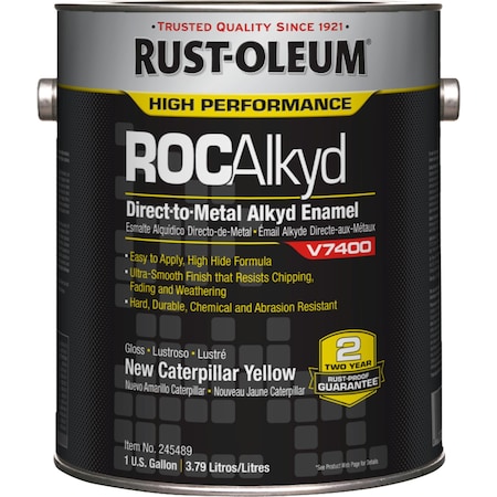 Interior/Exterior Paint, High Gloss, Oil Base, Yellow (New Caterpillar), 1 gal
