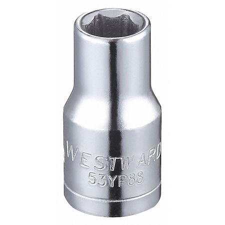 WESTWARD 1/4 in Drive, 5.5mm Hex Metric Socket, 6 Points,  Steel, Chrome, 5.5 mm