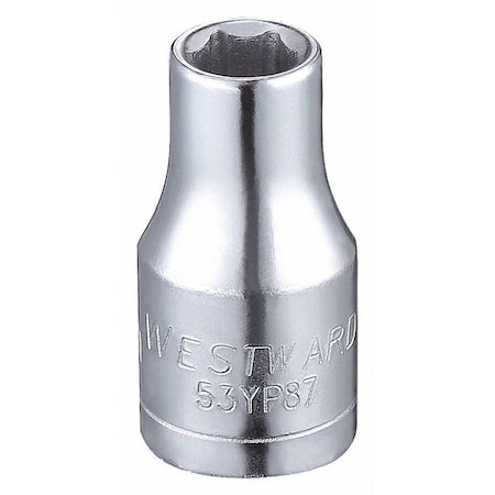 WESTWARD 1/4 in Drive, 5mm Hex Metric Socket, 6 Points,  Steel, Chrome, 5 mm