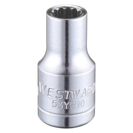 WESTWARD 1/4 in Drive, 5mm Triple Square Metric Socket, 12 Points,  Steel, Chrome, 5 mm
