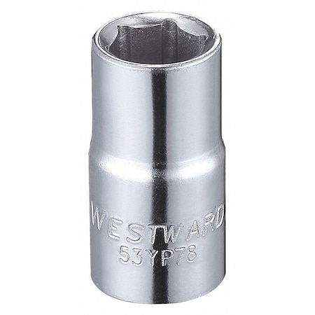WESTWARD 1/4 in Drive, 9/32" Hex SAE, Socket, 6 Points,  Steel, Chrome, 9/32 in