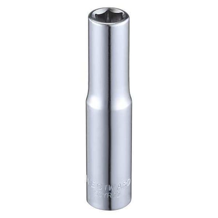 WESTWARD 1/4 in Drive, 1/4" Hex SAE Socket, 6 Points,  Steel, Chrome, 1/4 in