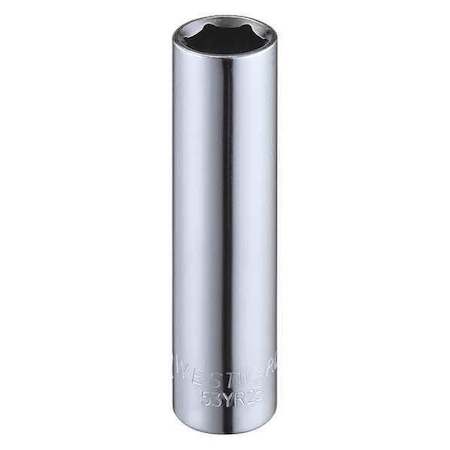 WESTWARD 1/4 in Drive, 11/32" Hex SAE, Socket, 6 Points,  Steel, Chrome, 11/32 in