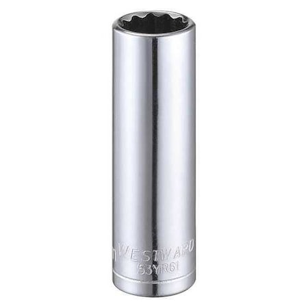 WESTWARD 1/4 in Drive, 11mm Triple Square Metric Socket, 12 Points,  Steel, Chrome, 11 mm