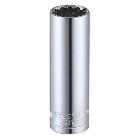 WESTWARD 1/4 in Drive, 12mm Triple Square Metric Socket, 12 Points,  Steel, Chrome, 12 mm