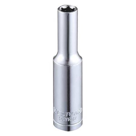 WESTWARD 1/4 in Drive, 5mm Hex Metric, Socket, 6 Points,  Steel, Chrome, 5 mm