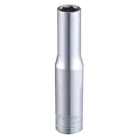 WESTWARD 1/4 in Drive, 6mm Hex Metric, Socket, 6 Points,  Steel, Chrome, 6 mm