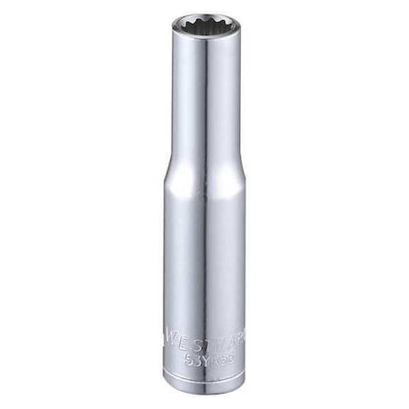 WESTWARD 1/4 in Drive, 6mm Triple Square Metric, Socket, 12 Points,  Steel, Chrome, 6 mm