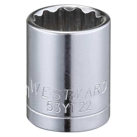 WESTWARD 3/8 in Drive, 14mm Triple Square Metric Socket, 12 Points,  Steel, Chrome, 14 mm
