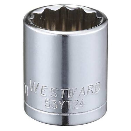 WESTWARD 3/8 in Drive, 16mm Triple Square Metric Socket, 12 Points,  Steel, Chrome, 16 mm