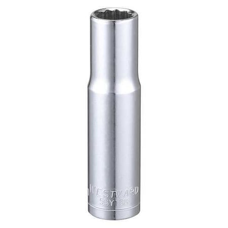 WESTWARD 3/8 in Drive, 10mm Triple Square Metric Socket, 12 Points,  Steel, Chrome, 10 mm