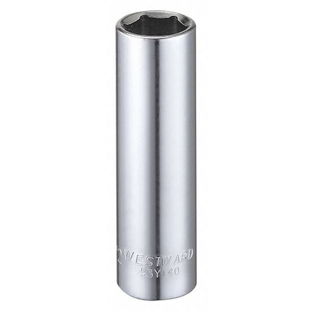 WESTWARD 3/8 in Drive, 1/2" Hex SAE, Socket, 6 Points,  Steel, Chrome, 1/2 in