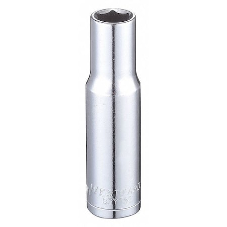WESTWARD 3/8 in Drive, 9mm Hex Metric, Socket, 6 Points,  Steel, Chrome, 9 mm