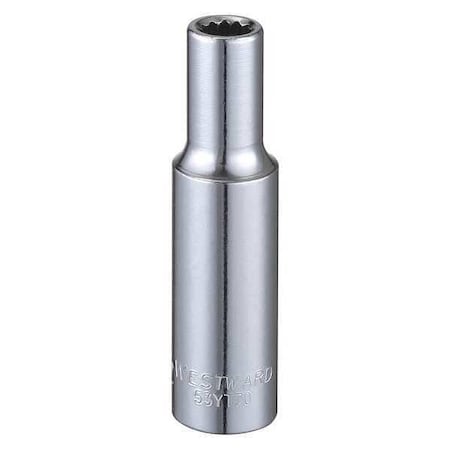 WESTWARD 3/8 in Drive, 9/32" Triple Square SAE, Socket, 12 Points,  Steel, Chrome, 9/32 in